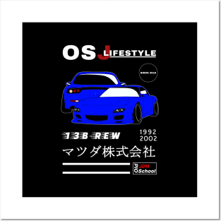 RX-7 (Blue) OSJ LifeStyle [Black Edition] Posters and Art